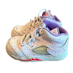 Jordan 5 Retro Easter White Paint Splatter Toddler Shoes CT1700-100 7C